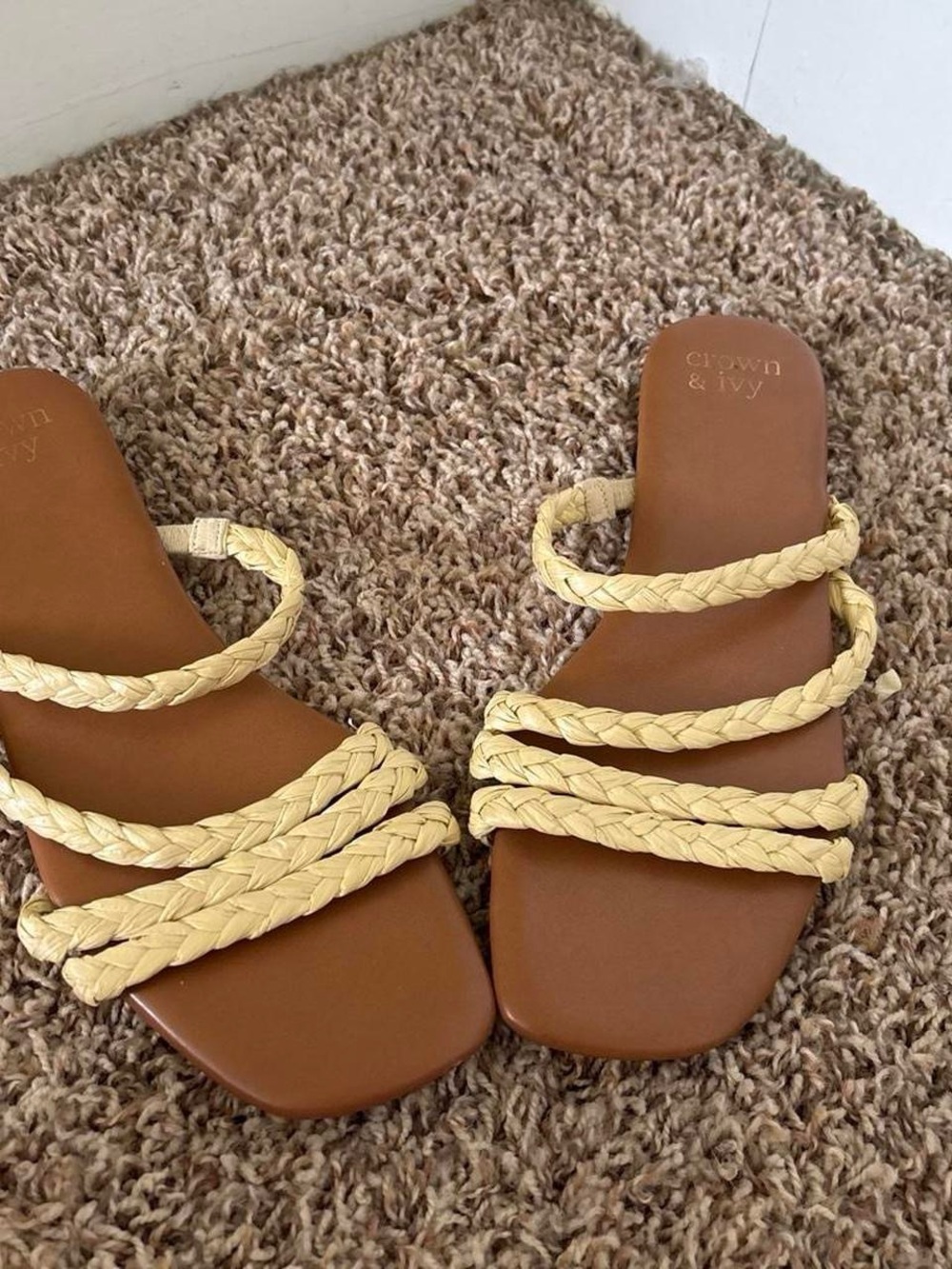 crown & ivy Braided Yellow Slide Sandals - Women's